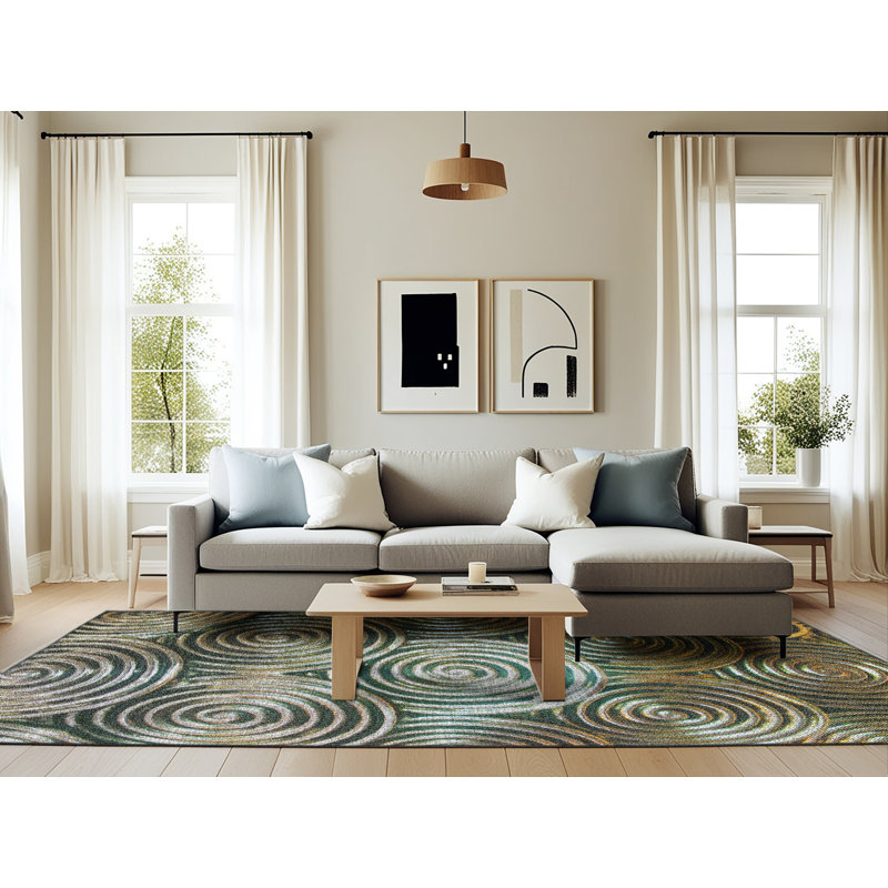 Tapis de zone dorée à motifs, Rectangle 6 pi x 9 pi