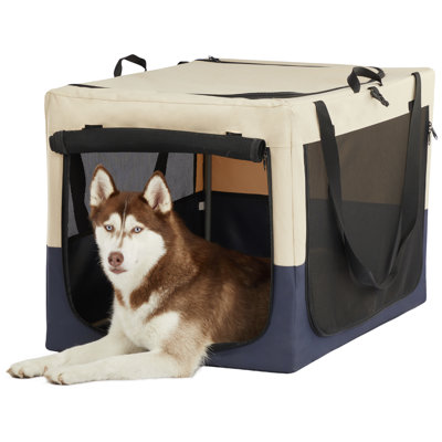Portable Dog Crate For Medium Dogs - Foldable, Fabric, 3 Door Soft Pet Indoor Use Cozy Environment