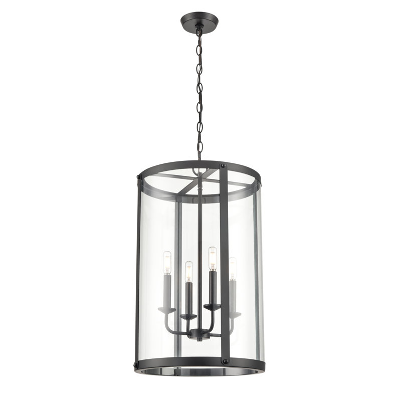 Luminaire suspendu cylindrique à 4 lumières Kambria, Noir mat