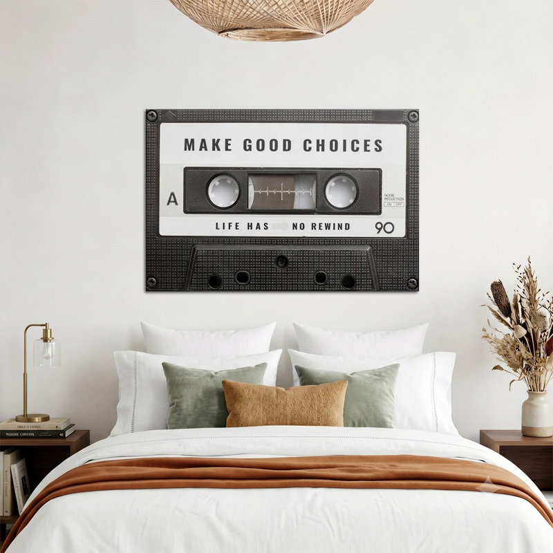 Impression sur toile, "Retro Cassette Tape Make Good Choice", 12 * 8 pouces (30 * 20 * 2cm)
