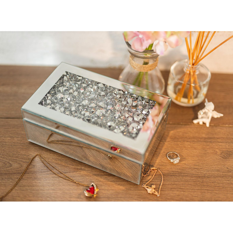 Glass Jewellery Box + Mirror
