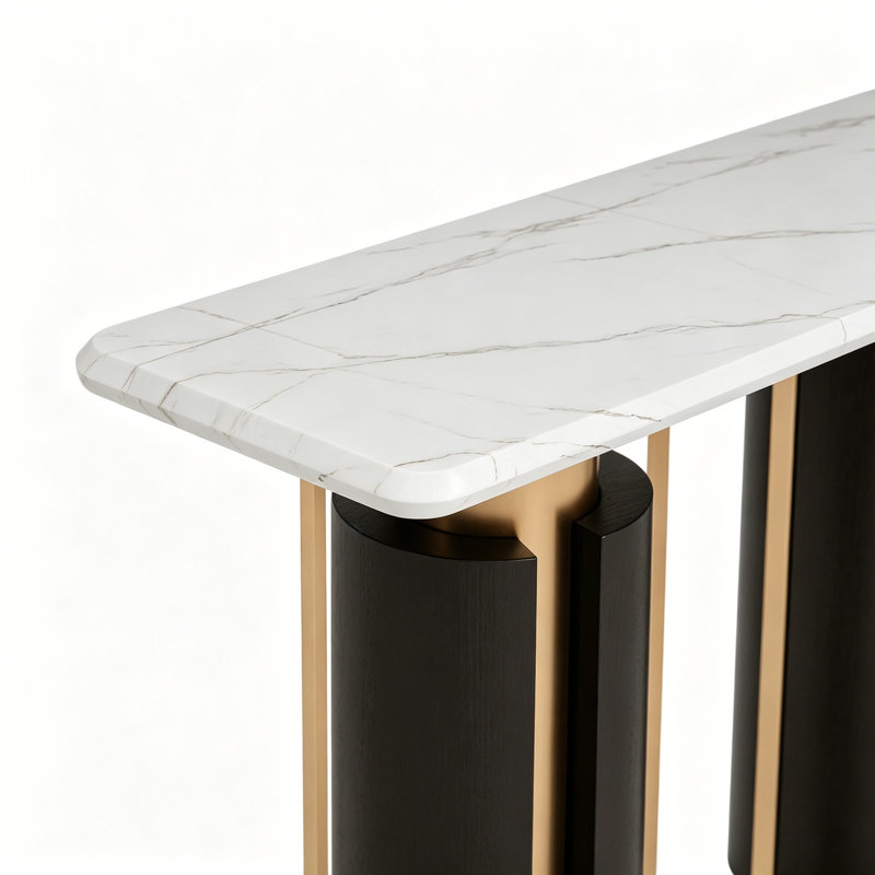 Console de hall d'entrée de style italien, H 33,5 po x l 39,4 po x P 13,8 po, Blanc