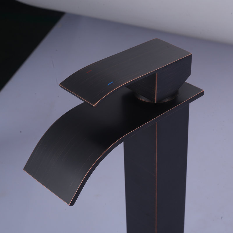 Waterfall Single Hole Bathroom Faucet with Drain Kit Included, Oil Rubbed Bronze