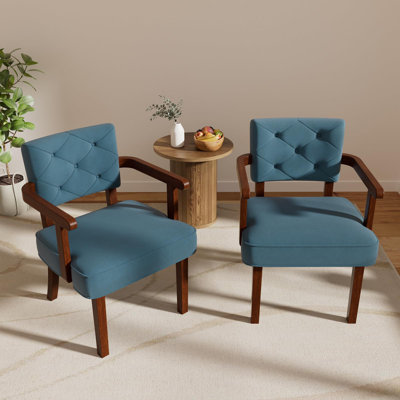 19" Tall Plush Corduroy Upholstered Solid Wood Lounge Chair (Set of 2)