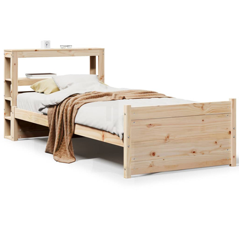 Solid Wood Bed Frame, 90cm x 200cm, Natural