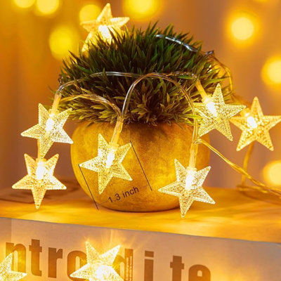 Guirlande de lumières étoilées à piles - Paquet de 2 guirlandes de 17 pi 50 lumières DEL avec minuterie, imperméable pour la chambre à coucher intérieure