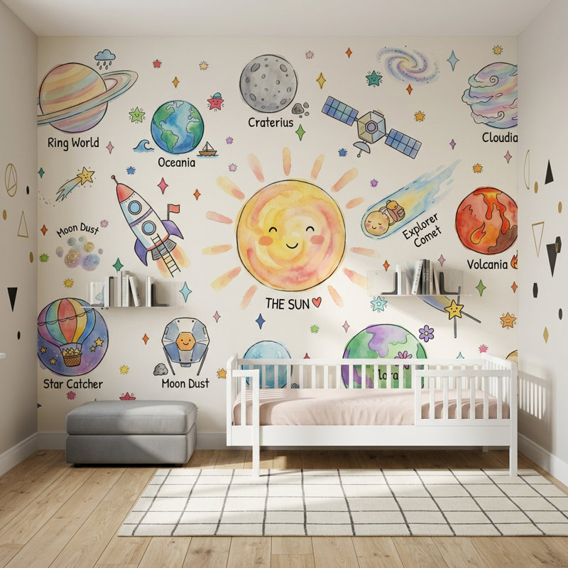 Décoration murale espace soleil, Non tissé, 120 po x 96 po