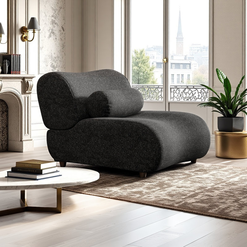 36.02" Modular Large Armless Single Sofa, Black