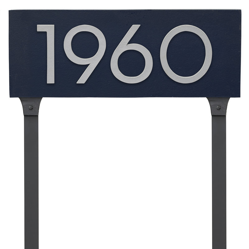 Panneau d'adresse flottant sur la pelouse sur 1 ligne, Taupe, Argent, Oui