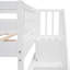 Lit superposé pour escalier avec rangement et garde-corps blanc pour chambre à coucher, pin, tablettes, lit sans ressorts, chambre à coucher, structure solide, escalier sécuritaire, conception séparable-2062557465