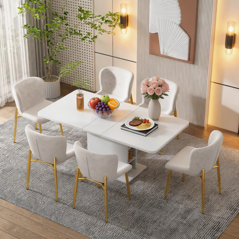 Extendable Dining Table, White