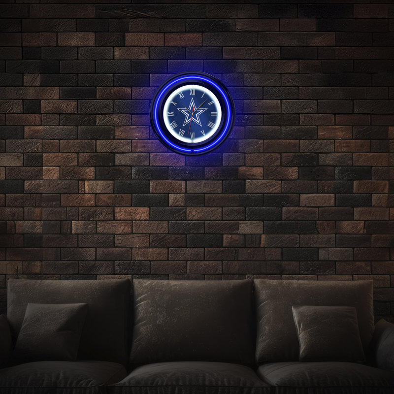 NFL Dallas Cowboys 15" Neon Clock, Blue, NFL Dallas Cowboys