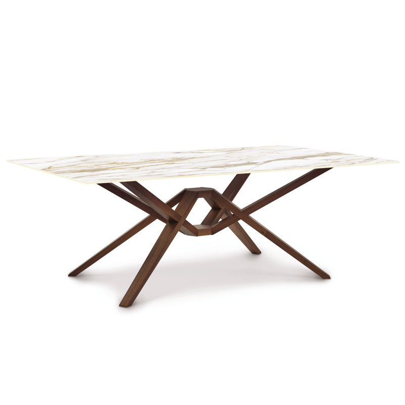 Exeter Rectangular Dining Table, 30"H x 84"L x 48"W, White, Natural Walnut