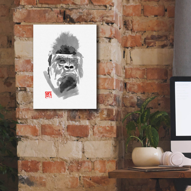 «Gorilla 2» par Pechane, art mural sur toile, H 16 po x l 12 po x P 0,75 po