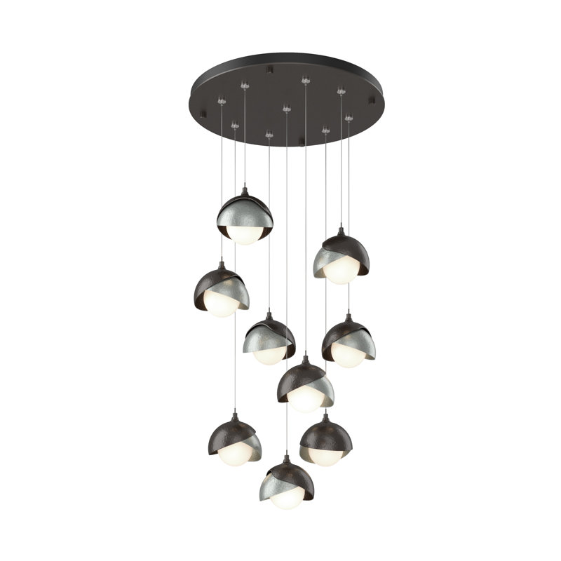 Brooklyn 9 - Light Cluster Geometric Pendant, 10" - 80", Vintage Platinum, Oil Rubbed Bronze