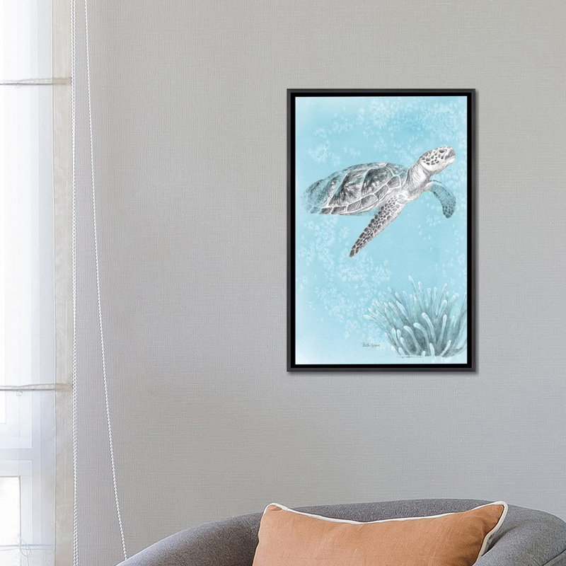 «Coastal Sea Life I V2» par Beth Grove - reproduction d'art, H 26 po x l 18 po x 1,5 po, Toile avec cadre noir patiné