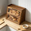 Boîte à pain en bois à double couche pour comptoir de cuisine, contenant à pain en bois avec fenêtre cannelée en acrylique et poignées en bronze, support à pain de comptoir pour rangement de cuisine organisé