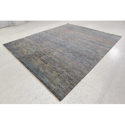 Contemporary One-of-a-Kind Rectangle 8' X 9'8" Wool Area Rug Blue