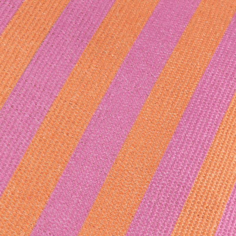 Deck Stripe Indoor / Outdoor Striped Square Cushion, Polyester, Orange/Pink