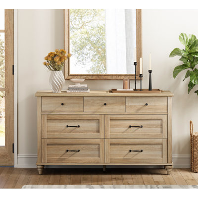 Scarlett Dresser With 7 Drawers For Bedroom, Mid Century Wooden Dresser