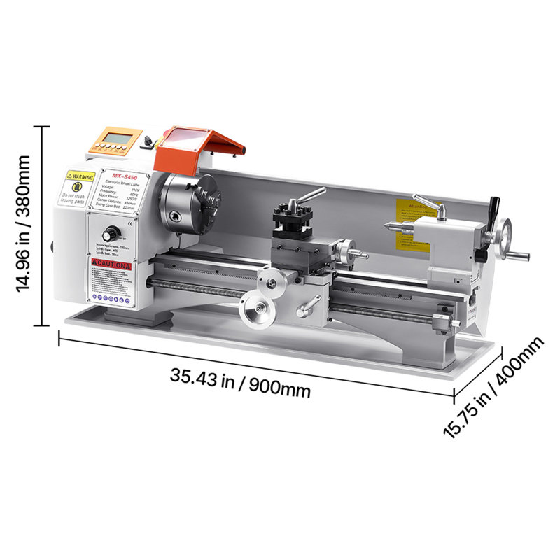 Tour à métal, 8,7 x 18 po, tour de précision en métal Power Bench, alimentation automatique, vitesse variable de 0 à 2 500 tr / min, moteur sans brosse de 1250 W, pour le traitement des pièces de précision des métaux et des plastiques en bois doux