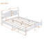 Cadre de lit plateforme grand en bois, lit de support à lattes en bois de style rétro, pin massif et panneau de fibres à densité moyenne, aucun sommier requis, assemblage facile, blanc-129744779-129744781