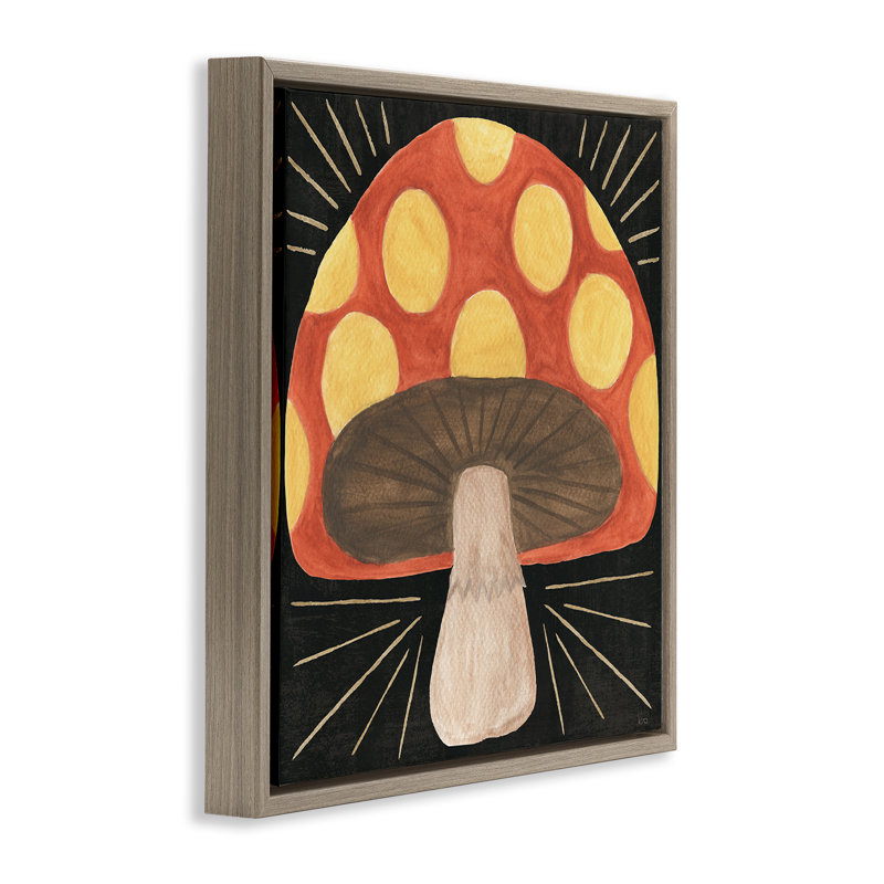 «Spooky Chic Mushroom», art mural encadré flottant par Véronique Charron, H 18 po x l 18 po, Cadre flottant orme Montalcino