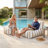  Santorin 2-piece Outdoor Bean Bag Lounge Set With Matching Ottoman Pouf-308807987