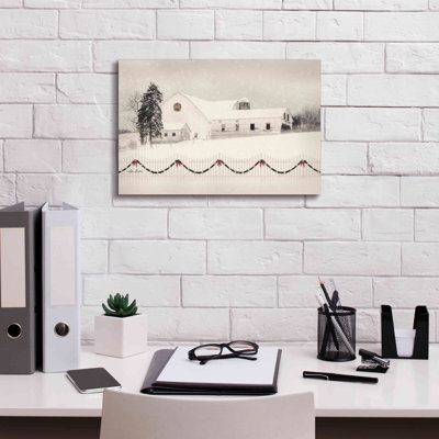 «Snowy Barn on a Hill» par Lori Deiter, art mural sur toile
