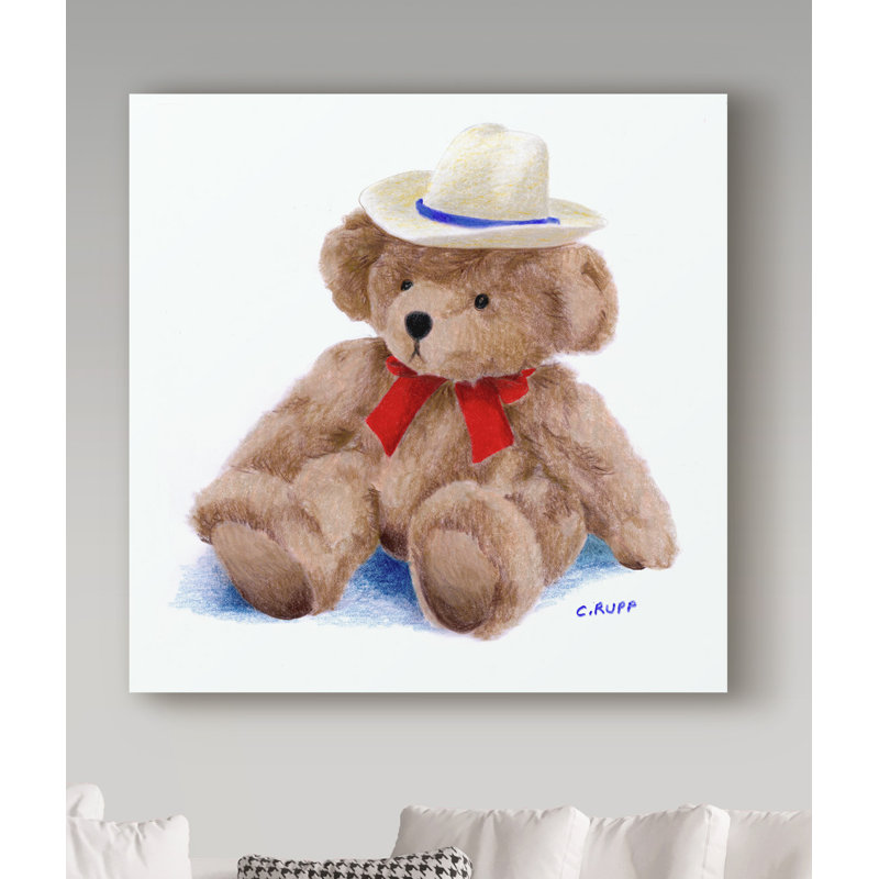 « teddy bear i », art sur toile, H 14 po x l 14 po x P 2 po