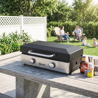 Outsunny 2 - Burner Countertop, Portable 21000 BTU BTU Gas Grill
