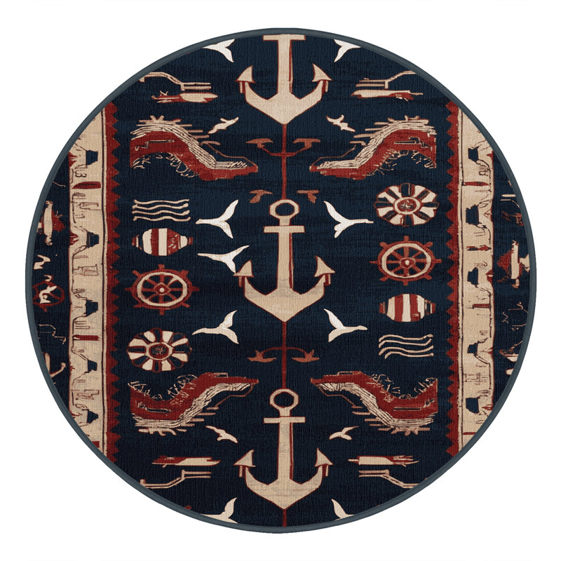 Machine Washable Turkish Gray Area Rug, Round 7'