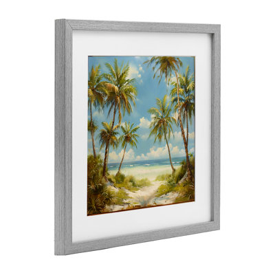 «Bright Palms Tropical Paradise», reproduction sous verre encadrée, design by Creative Studio