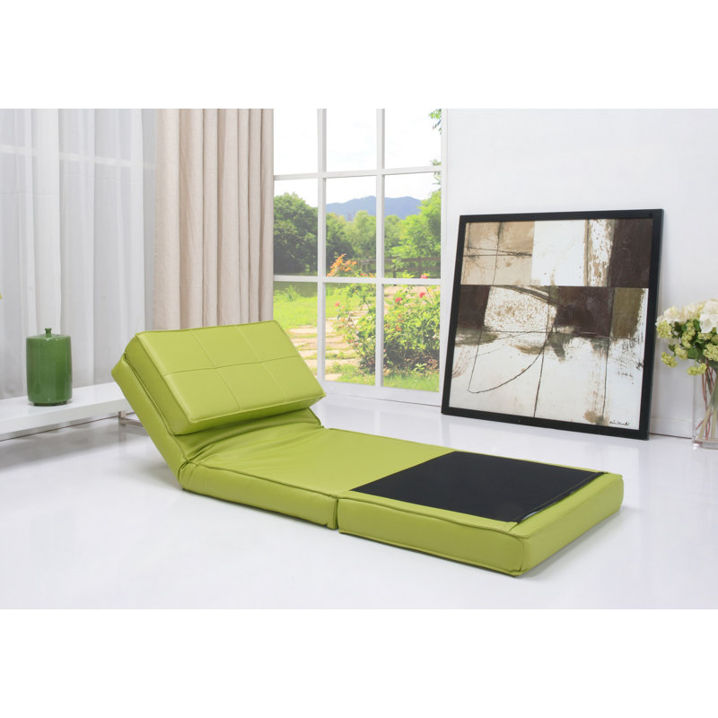 Avita 29.1'' Upholstered Convertible Chair, Green Faux Leather