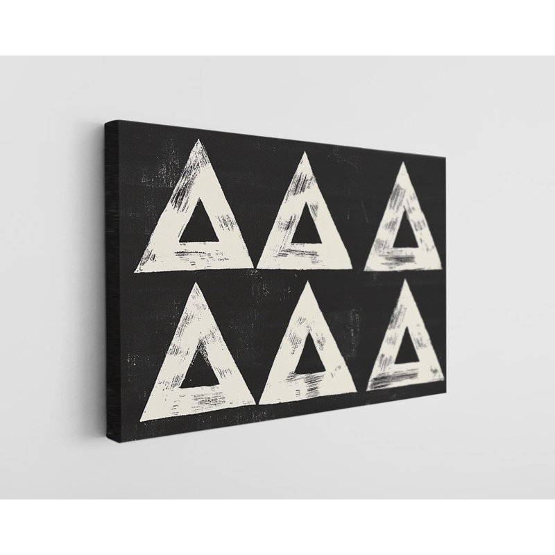Reproduction d'art sur toile de haute qualité, motif géométrique triangulaire noir et blanc - Art mural - Cadeau - décoration murale, reproduction d'art