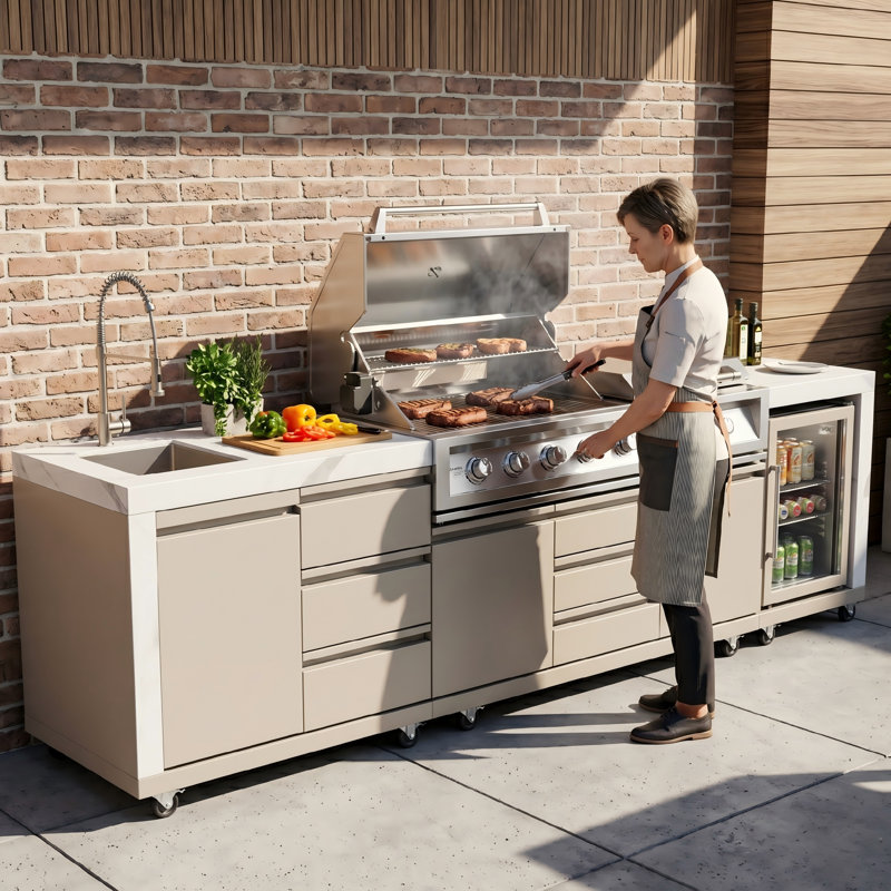 BroilChef®Yosemite Sintered Stone Countertop With S/S Outdoor Kitchen Island Modular Suite