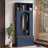 4-IN-1 Elegant Hall Tree with Golden Hooks & Handles, Practical Entryway Walnut Bench with Adjustable Shelves, 76.7"H Farmhouse Wooden Style Coat & Shoe Rack for Mudroom-1116137809