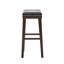 Tabouret brun en cuir brun, soutenu par un bois d'hévéa stable, rehaussé d'une fabrication robuste