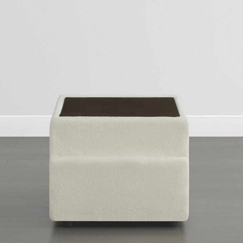Elysion 33.8"W Overstuffed Feather-Blend Storage Ottoman, Cream