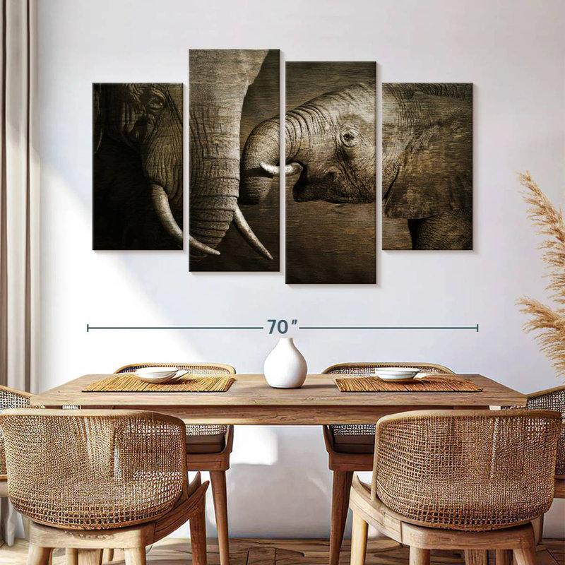Affectionate Elephants, 42" H x 68" W