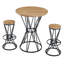 Ensemble de table et chaises de bar 3 pièces, plateau de table rond en panneau de fibres à densité moyenne de 31,5 pouces avec cadre en métal noir profond, sièges 2, ensemble de comptoir de cuisine industriel