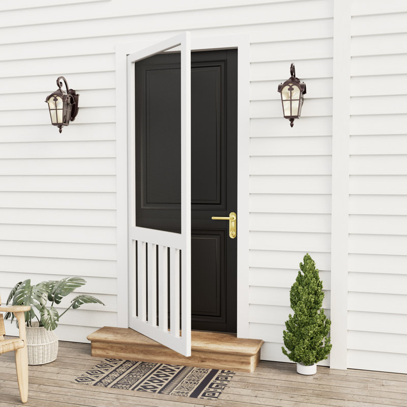 Screen  5 Bar 80-In Height White Primed Screen Door Slab Only, 80" H x 30" W