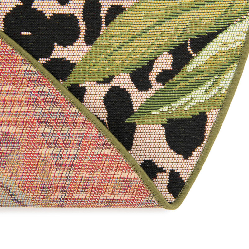 Tapis intérieur / extérieur vert Asuna Asromeda, Rond 4 pi 1 po