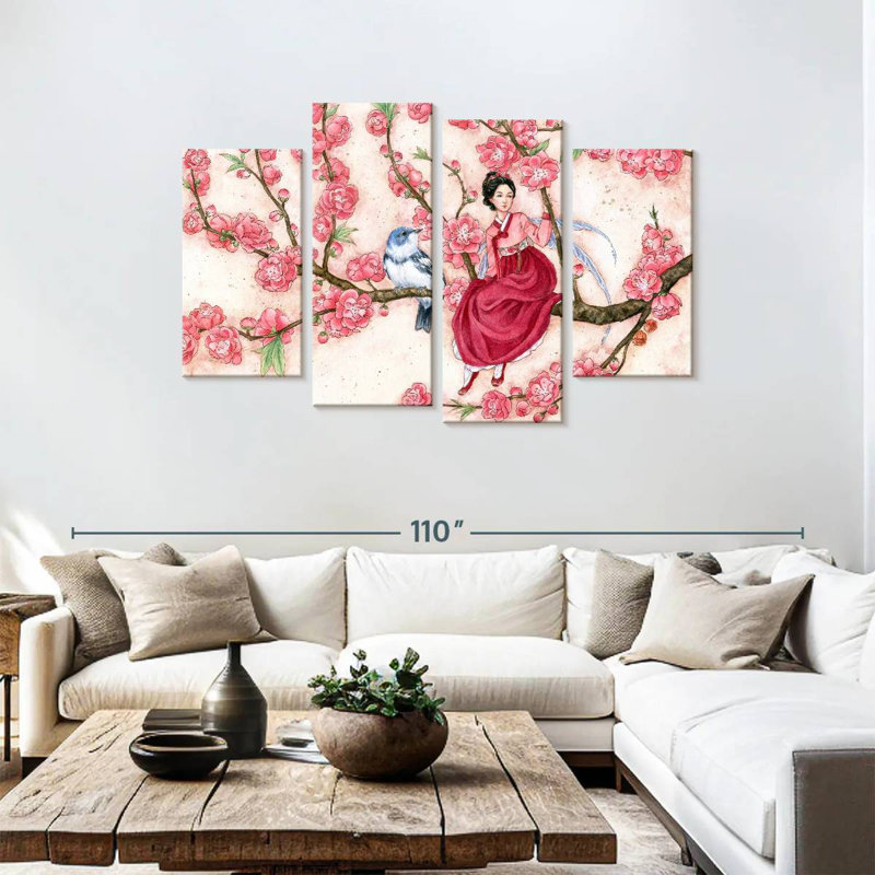 Kelan Peach Blossom, 48" H x 75" W