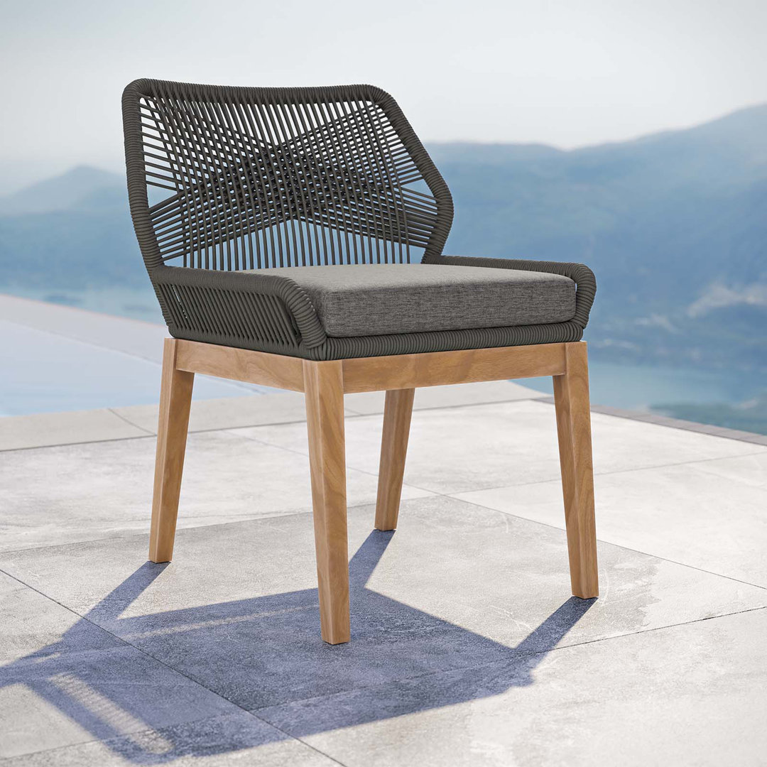 Modway Wellspring Outdoor Patio Teak Wood Dining Chair Modway Cushion 