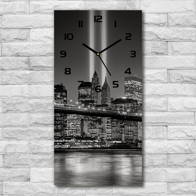 Jenrette Glass Wall Clock, Grey/Black