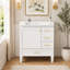 Meuble-lavabo blanc 30 po. Armoire de rangement abondante - 1 porte à fermeture douce et 3 tiroirs