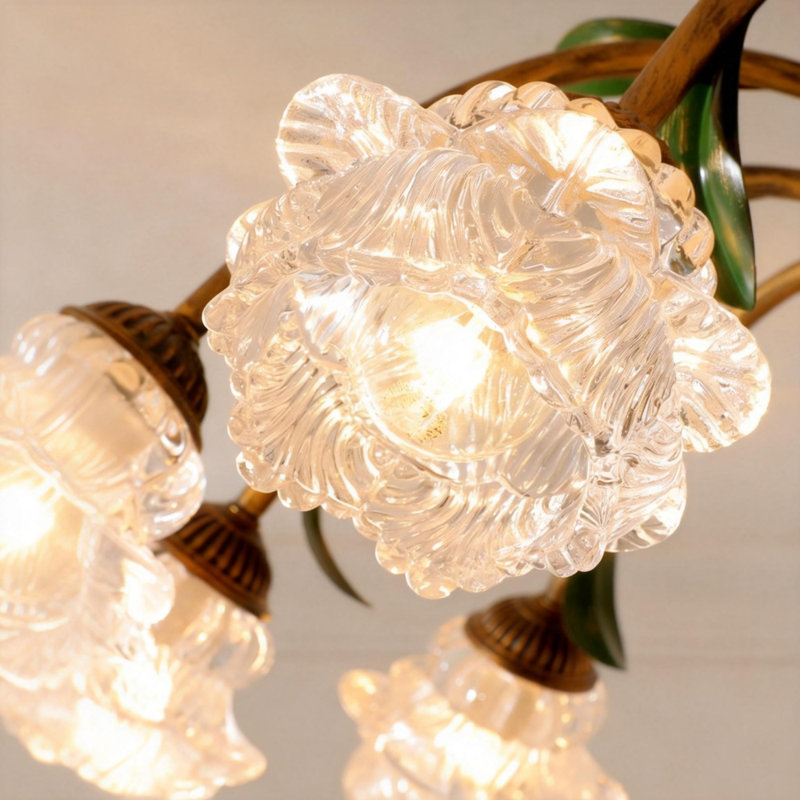 Lustre semi-encastré en verre fleur