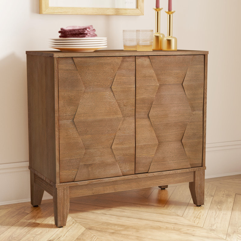 Iasiah 2-Door Rectangle Solid and Manufactured Wood Accent Cabinet , Seadrift