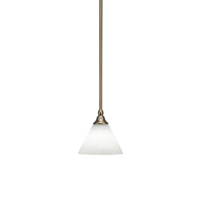 Mini-luminaire suspendu à tige avec finition en laiton nouvel âge et verre mousseline blanc